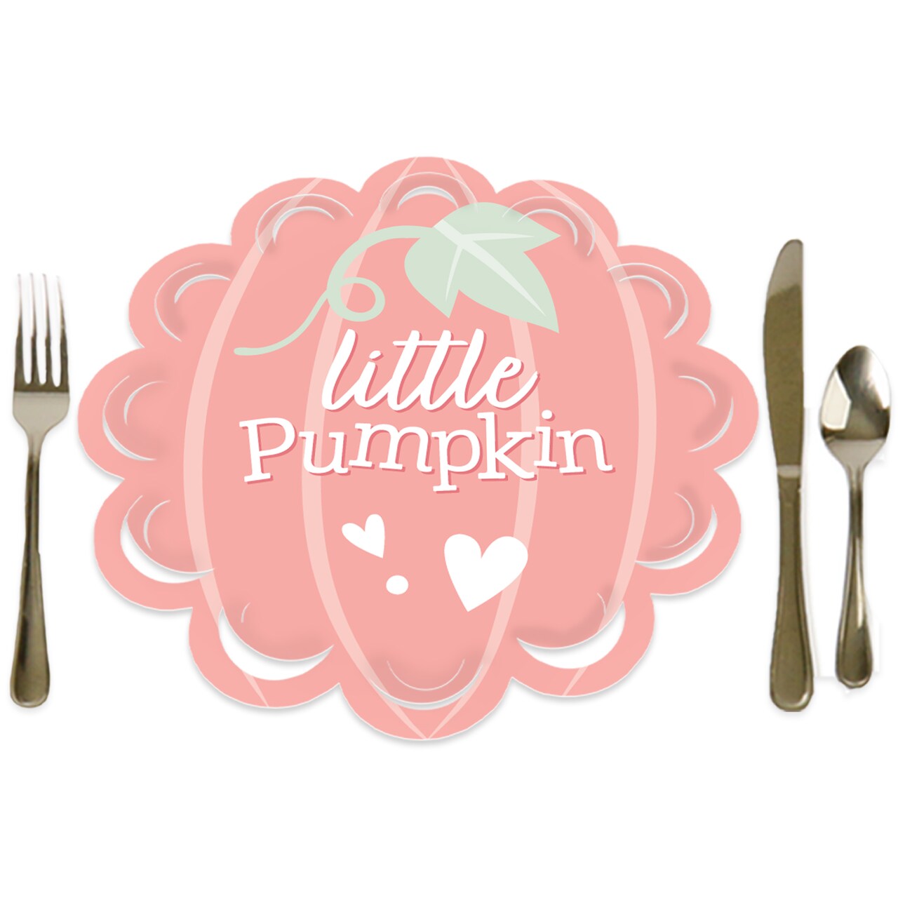 Big Dot of Happiness Girl Little Pumpkin - Fall Birthday Party or Baby Shower Round Table Decorations - Paper Chargers - Place Setting For 12